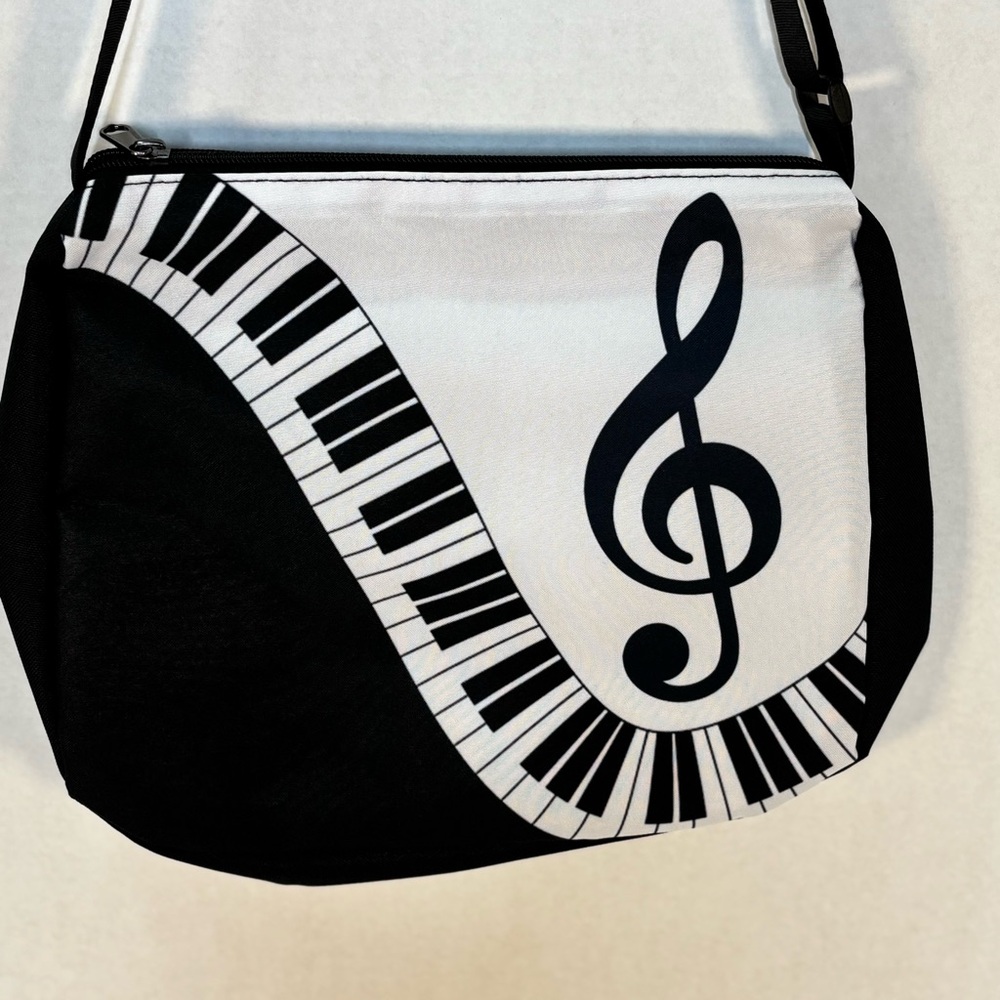 Black and White Music Note Shoulder Bag - Picture 3 of 8